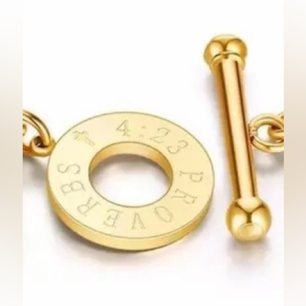 Guard Your Heart Toggle Bracelet- Yellow Gold Plated - Picture 3 of 5
